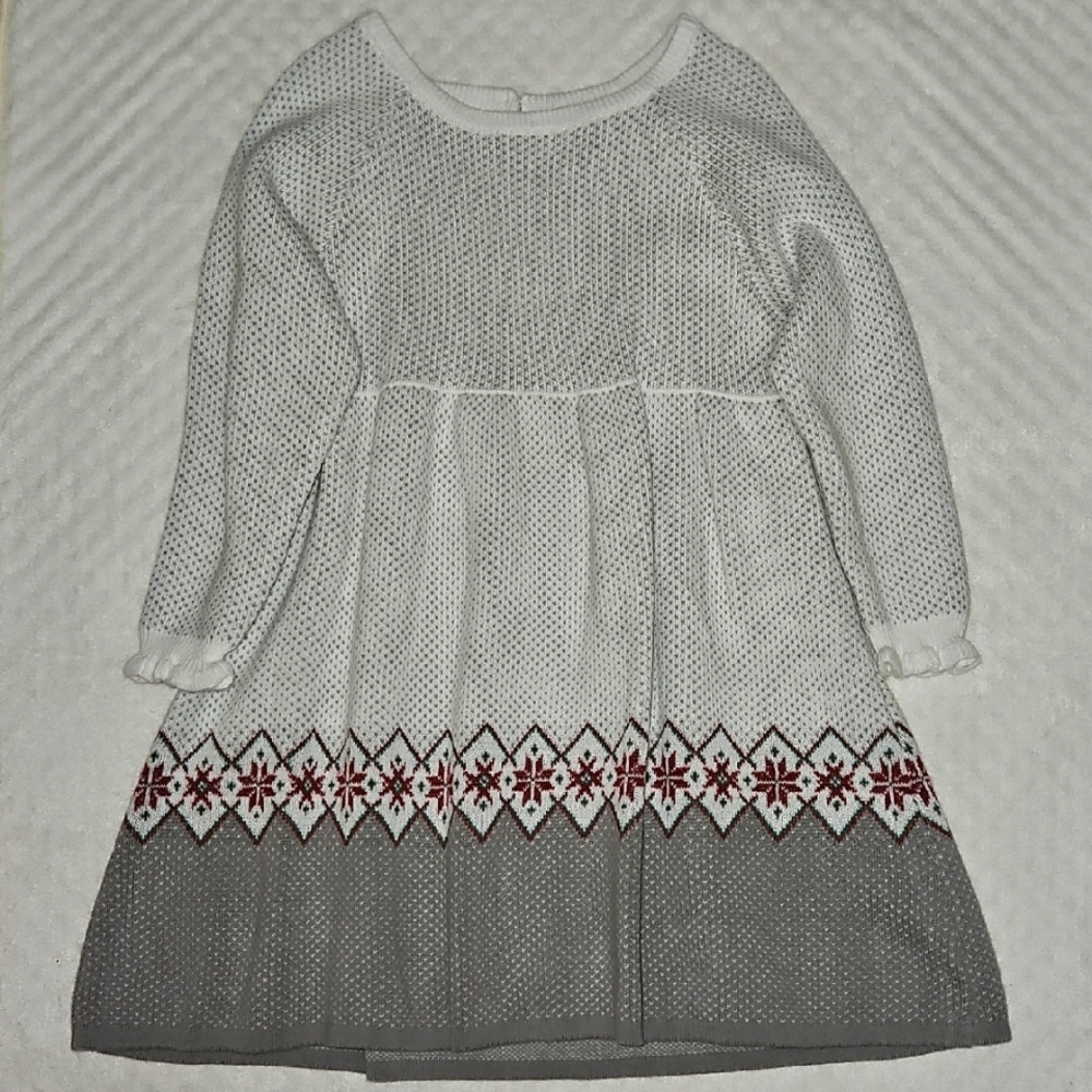 Ruffle Butts White and Gray Kids  Dress with Red Accents